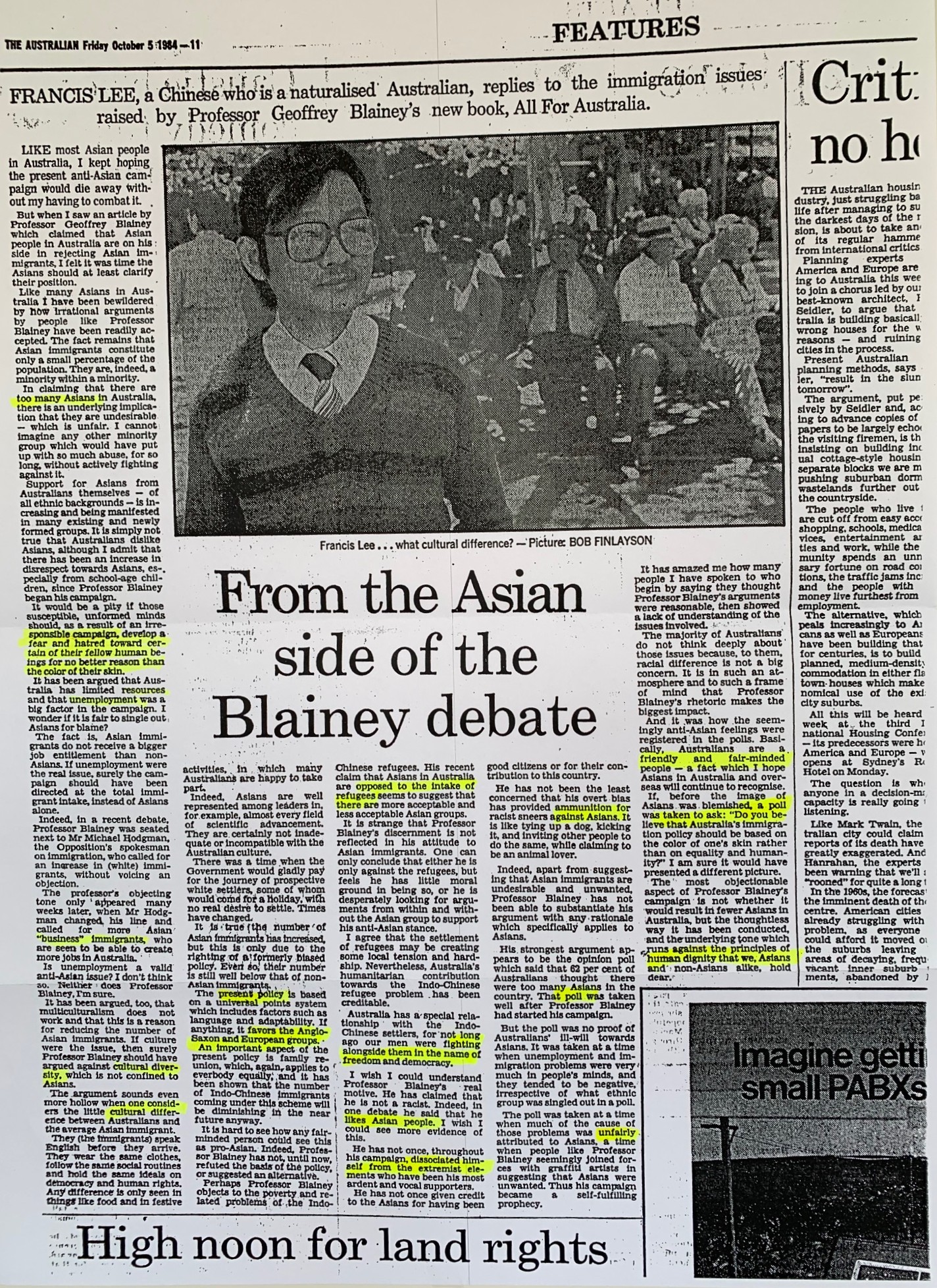1 1984-10-05 Letter to The Australian rebuffing Blainey